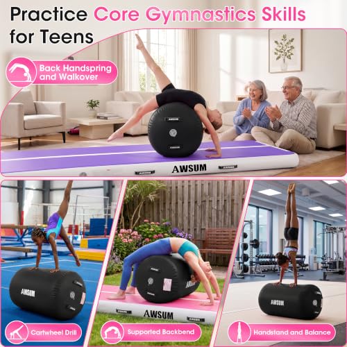 AWSUM Gymnastics Air Barrel for Back Handspring & Walkover - Black, 47.2" L x 29.5" Diameter