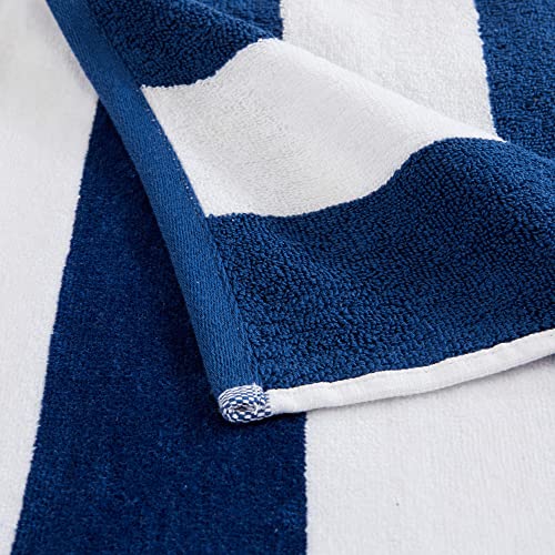 Navy 4-Pack Cotton Velour Beach Towels 30x60 Inches - Ultra Soft & Absorbent