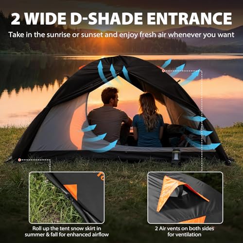 GEERTOP 2-Person Waterproof 4-Season Camping Tent with Blackout Sleep System