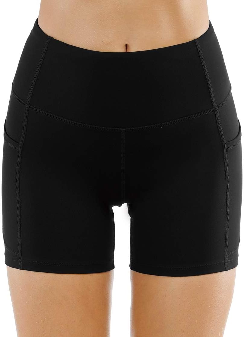 **The Gym People High Waist Yoga Shorts - Tummy Control Fitness Shorts with Deep Pockets**