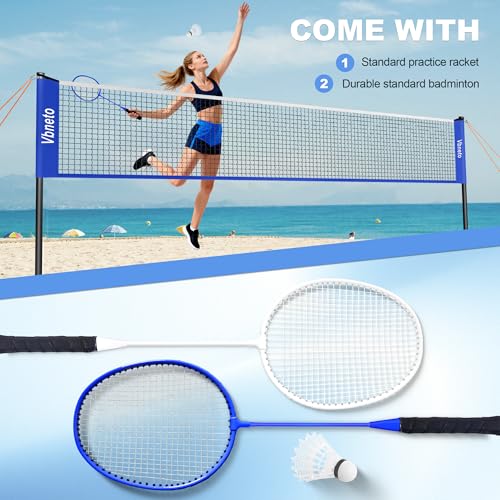 Vbneto Blue & White Portable Badminton Set - 20ft x 5ft Outdoor Net with Rackets & Shuttlecocks