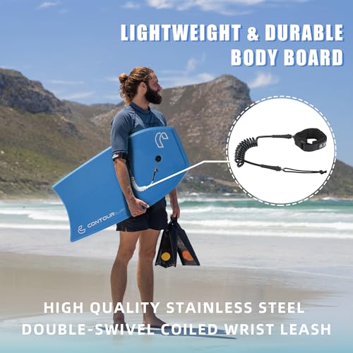 44-Inch Body Board for Adults & Taller Riders with Reinforced Leash