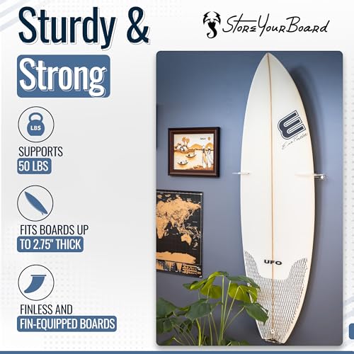 Vertical Surfboard Wall Mount Rack - Clear Acrylic Floating Storage Holder