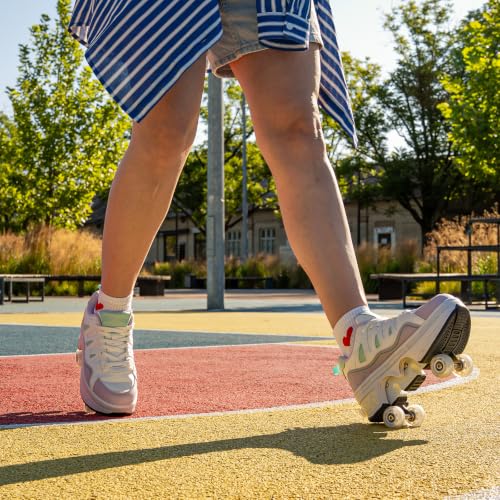 Rosrabit 2-in-1 Unisex Retractable Roller Skate Shoes - Purple, 4.5