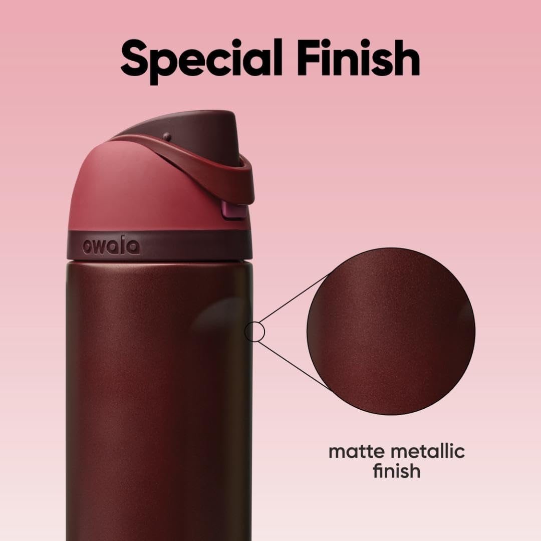 Owala FreeSip Insulated Stainless Steel Water Bottle - BPA-Free, 24 Oz, Black Cherry | Ideal for Travel