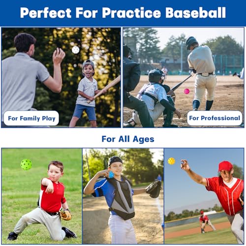 Multicolor 40 Pack Practice Baseballs Softballs Plastic Training Balls for Hitting and Pitching
