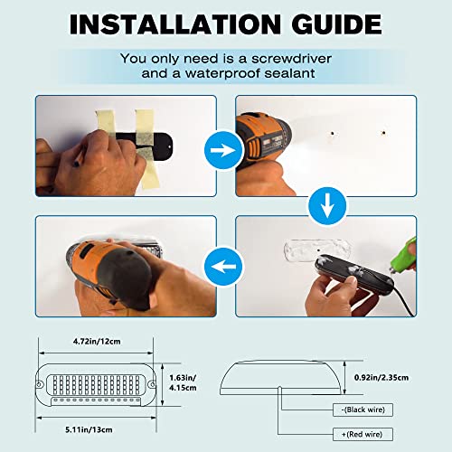 BASIKER BS4 Marine LED Underwater Boat Lights - 2 x 3000LM, Blue, IP68 Waterproof, Model BS4 BL
