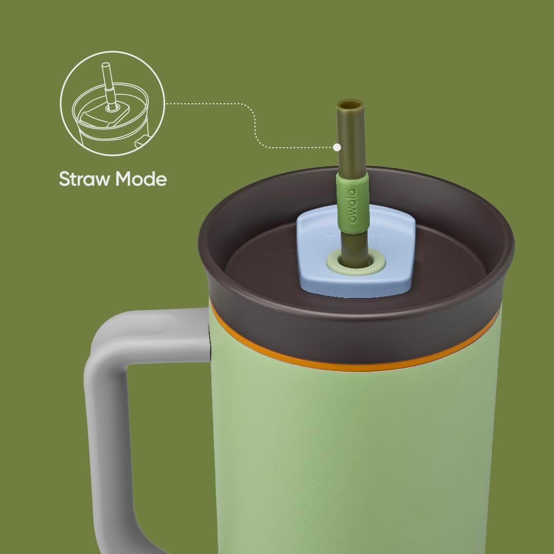 Owala 40 oz Stainless Steel Travel Tumbler - Triple Layer Insulation, Spill-Resistant Lid & Straw, Green