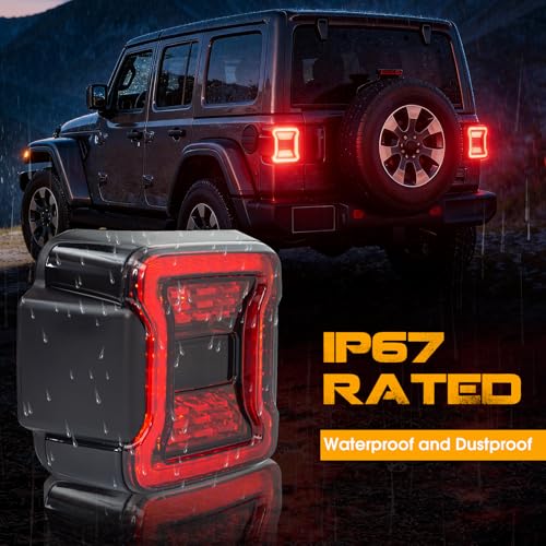 Allinoneparts Smoked Lens LED Tail Lights for Jeep Wrangler JL 2018-2026 Pair