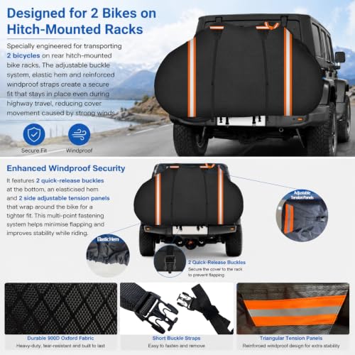 Heavy Duty Waterproof Bike Cover for 2 Bikes, Universal Fit for Mountain, Road & Electric Bikes