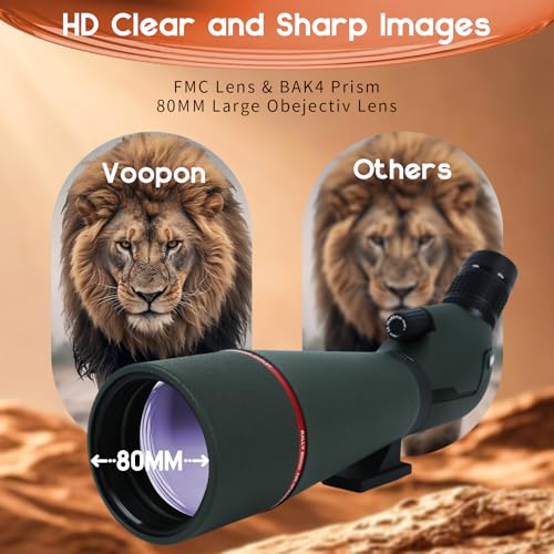 25-75x80 HD Spotting Scope with BAK4 Prism Waterproof Phone Adapter & Carrying Bag