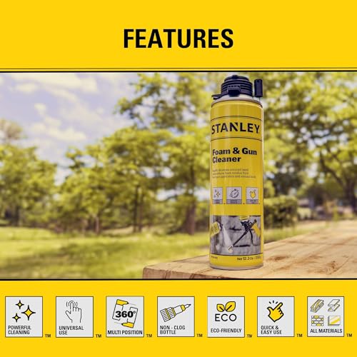 Stanley Foam Gun Cleaner Spray 12 Pack - Dissolves Uncured Polyurethane Foam