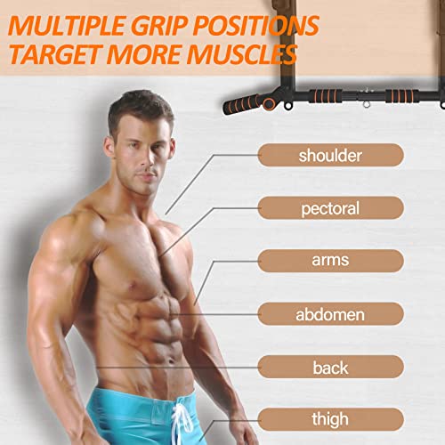 BESTHLS Joist Mount Wall Mounted Pull Up Bar & Dip Station Heavy Duty Indoor Gym Equipment Support 440 lbs