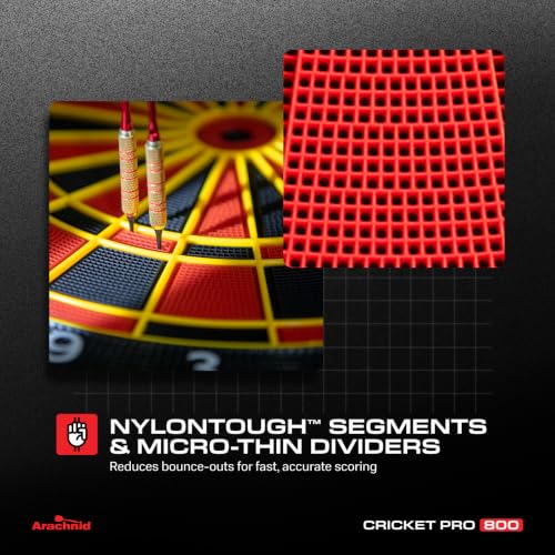 Arachnid Cricket Pro 800 Electronic Dartboard - 15.5" Regulation Size, 40 Games, 179 Variations
