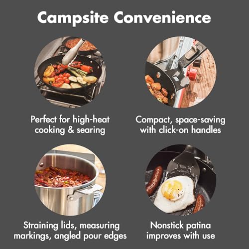 OXO Outdoor 8-Piece Camping Cookware Set with Skillets, Saucepans, Travel Bag