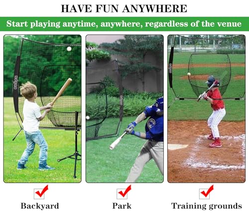 BLACK 7x7FT Baseball Net for Batting Hitting Pitching Training - Pop-up Frame