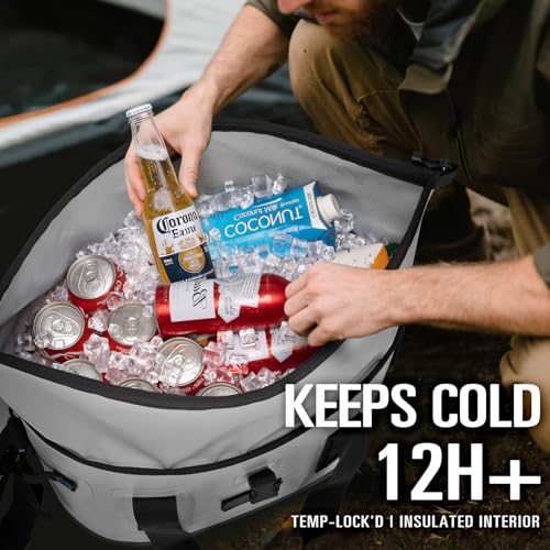 Coldbee Gray Soft Cooler Bag with Leak-Proof TPU, 5 Freezer Packs, Camping