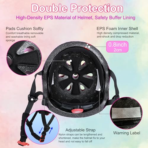 Kids Bike Helmet with Knee and Elbow Pads Set for Toddlers and Kids