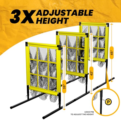 Baseball Pitching Net with Strike Zone - 9 Hole Target for Training - Portable & Durable