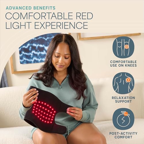 Red Light Therapy Knee Wrap - LifePro Biorecover Dual Spectrum 660nm & 850nm - Black, One Size