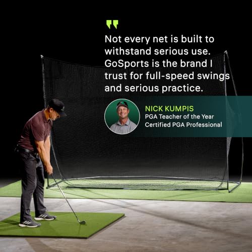 GoSports 7'x7' Golf Practice Net - Red, Portable Indoor/Outdoor Hitting