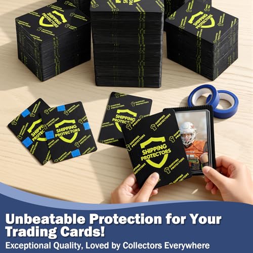 Black 1000-Pack Trading Card Shipping Protectors 3.5 x 4.5 Inches with Tape