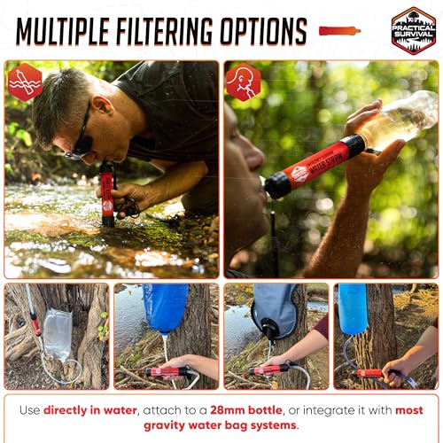 Practical Survival Reusable Water Filter Straw 5-Pack - Emergency & Outdoor Hydration