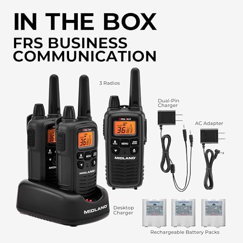 3 Pack Long Range Walkie Talkies with NOAA Weather Alerts - Black