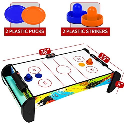 GOOSO Green/Black 38-Inch Kids Air Hockey Table with Pucks & Paddles