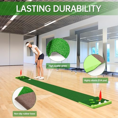 Indoor Golf Putting Game Set - Green with Front Border - Portable & Durable