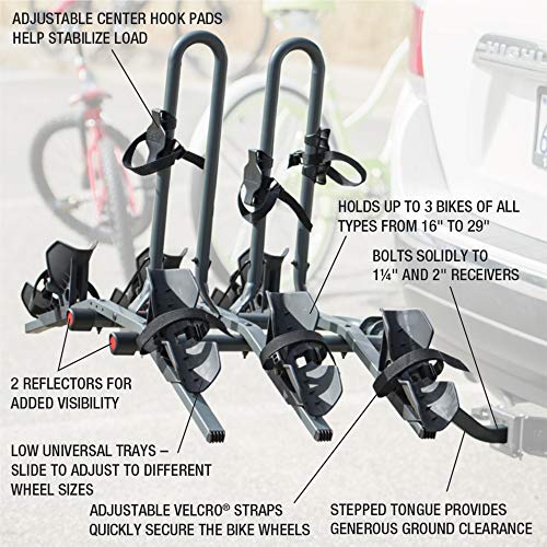 Bell Right Up 350 3-Bicycle Hitch Rack - Fits 12-29 Inch Bikes, 11/4&2 Inch Receivers