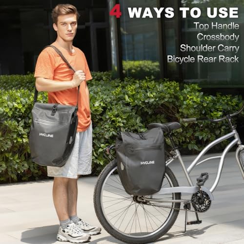 Hycline 2-Pack Waterproof Bicycle Panniers Bags 28L Rear Rack Storage
