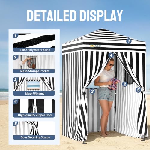 CROWN SHADES 5x5 ft Pop Up Changing Tent Portable Privacy Shelter Black/White