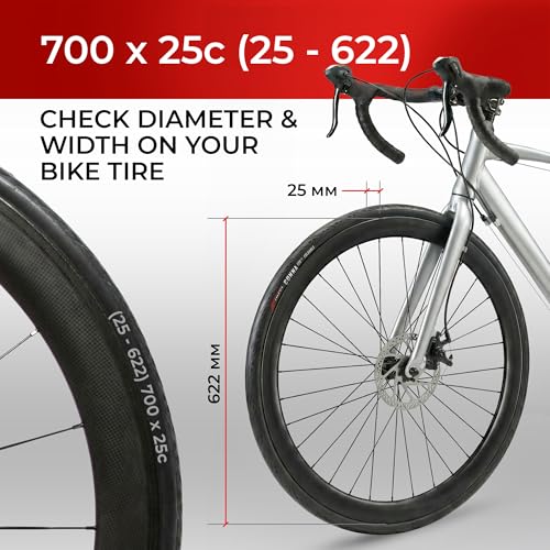 700x25c Road Bike Tire & Inner Tube Set - Foldable, Presta Valve, 120 TPI