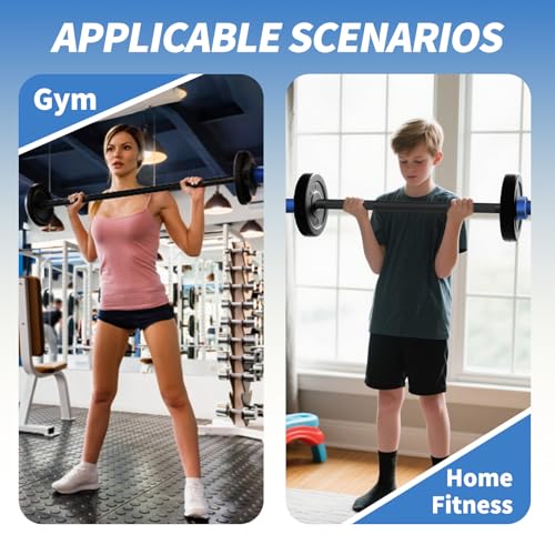 Mini Kid & Beginner Weightlifting Barbell - 4ft Blue Sleeve Black Bar, 5.5LB