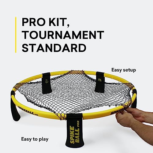 Spikeball Pro Tournament Kit Black & Yellow – Includes Upgraded Net, Spin Balls, Pump & Backpack