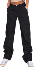 Skiennix High Waisted Cargo Pants - Casual Wide Leg Trousers with 6 Pockets | Y2K Baggy Stretch Design