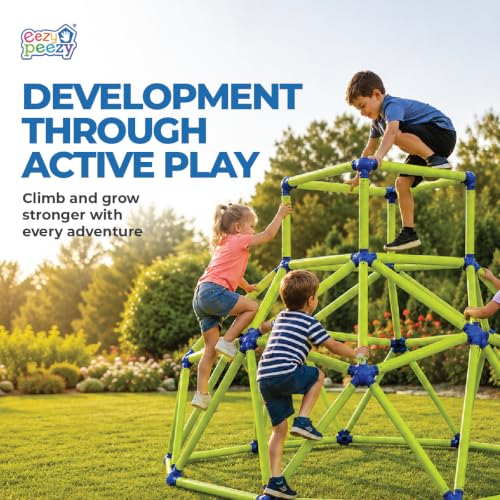 Eezy Peezy Climber with Top - Indoor Outdoor Play Set for Kids Ages 3-6, Green and Blue