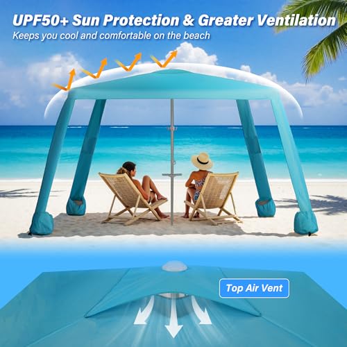 Blue 6.6ft Beach Canopy with Side Walls, Portable Sun Shelter for Outdoor & Camping
