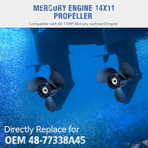Qiclear 14x11 Boat Propeller for Mercury 40-140HP Outboard Engines - Aluminum, 3 Blades