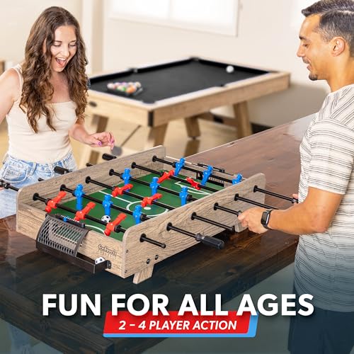 Oak Variation 32 Inch Tabletop Foosball Game Set - Portable & Modern Design