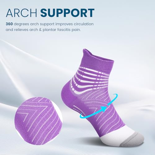 IRAMY Compression Ankle Support Socks Large White 3 Pairs - Wicking Cushioned Relief