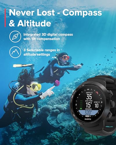 Suunto D5 Dive Computer with Color Display, 100m Waterproof, All Black