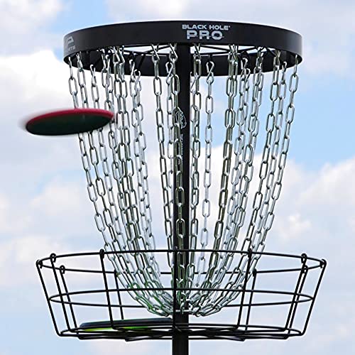 MVP Disc Sports Black Hole Pro Portable 24-Chain Disc Golf Basket with Transit Bag