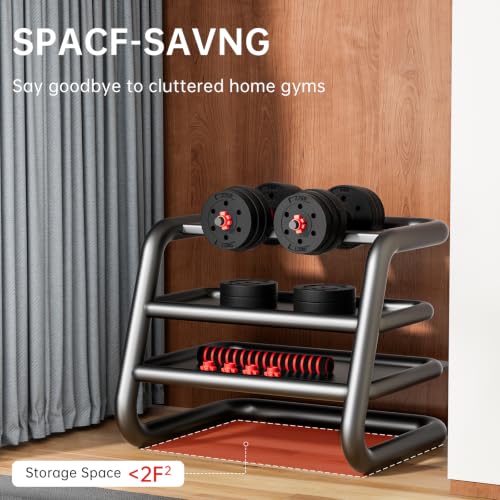 BCBIG Adjustable Dumbbell Set 30lb with Barbell Conversion - Red, Home Gym Equipment