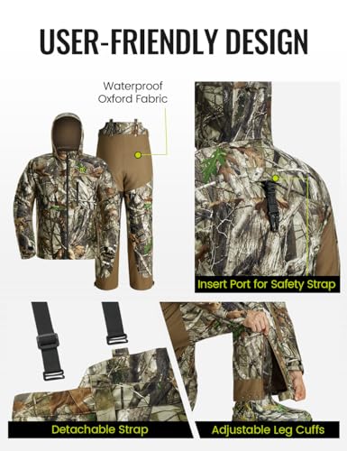 TIDEWE Men's Hunting Suit with Face Mask - Large Silent Camouflage Outfit