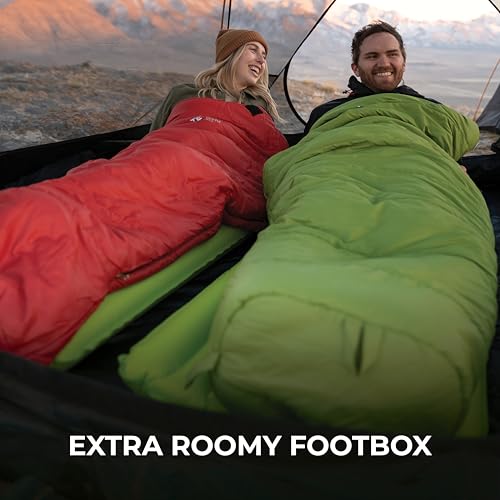 TETON Sports LEEF 0°F Ultralight Mummy Sleeping Bag for Camping & Backpacking - Black/Sage