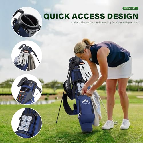 uniHimal Small Par 3 Golf Stand Bag - Lightweight Blue, Holds 4-6 Clubs