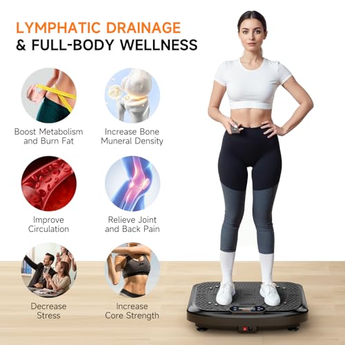 Black Vibration Plate for Lymphatic Drainage & Weight Loss, 450LB Capacity