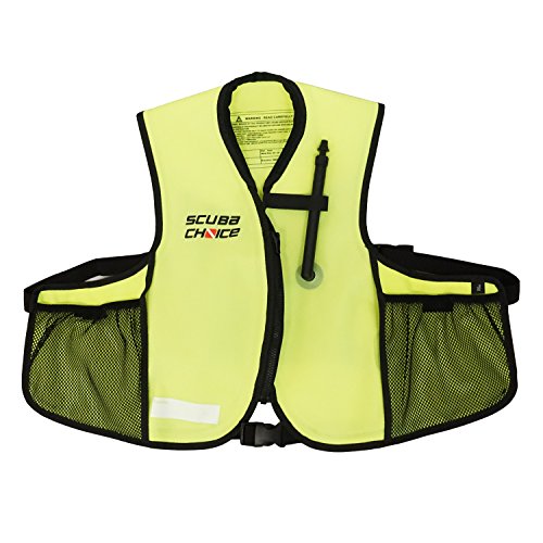 Kids Snorkel Vest Neon Yellow with Mesh Pockets - Youth Safety Gear 100lbs Capacity